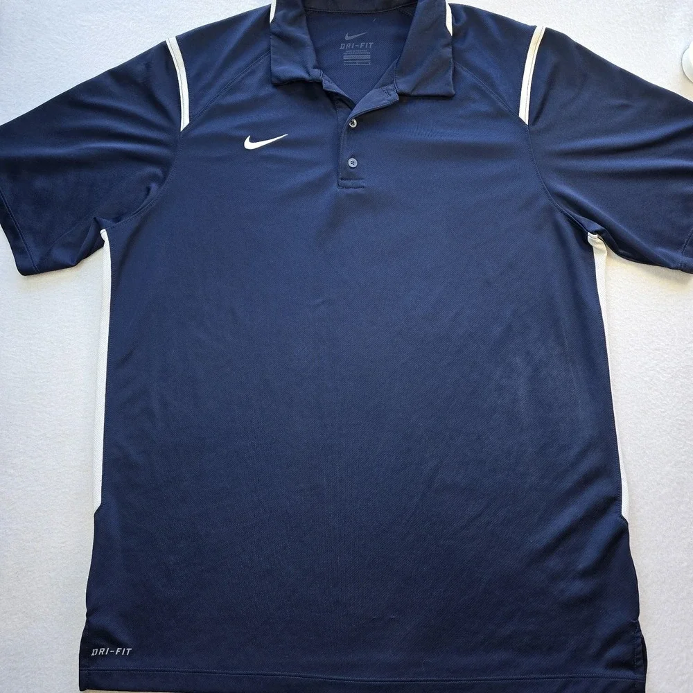 Nike Gameday Polo Shirt Mens L Blue Dri-Fit Short Sleeve Golf Athleisure Knit...
